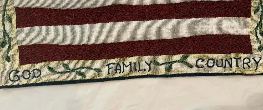 American Flag God, Family, Country Tapestry 18”x11” Red, White, Blue